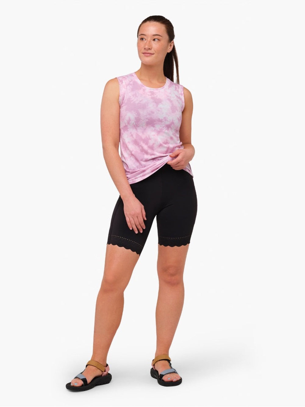 Shredly Women's Black Scalloped Hem Bike Shorts
